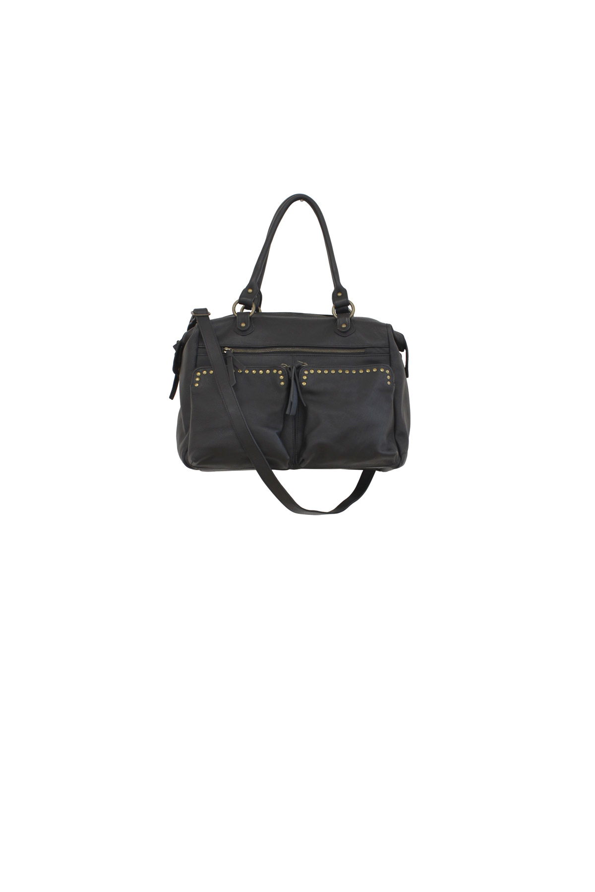 maxi borsa con borchie in vera pelle