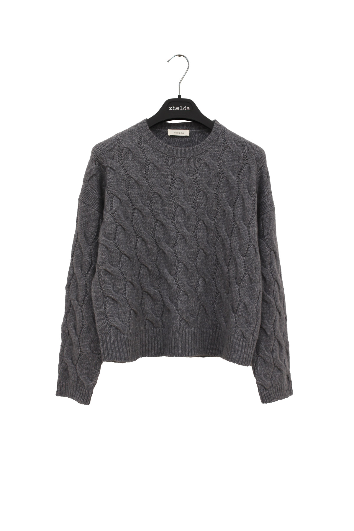 maglia girocollo a trecce soft wool