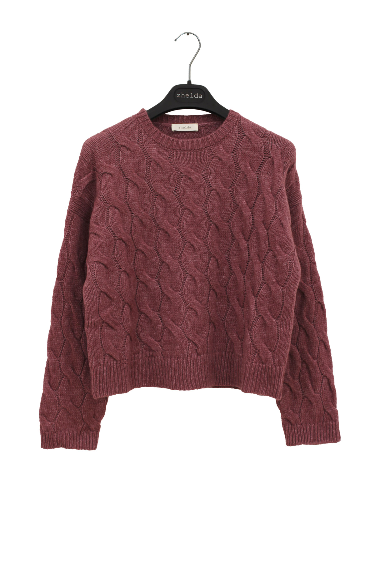 maglia girocollo a trecce soft wool