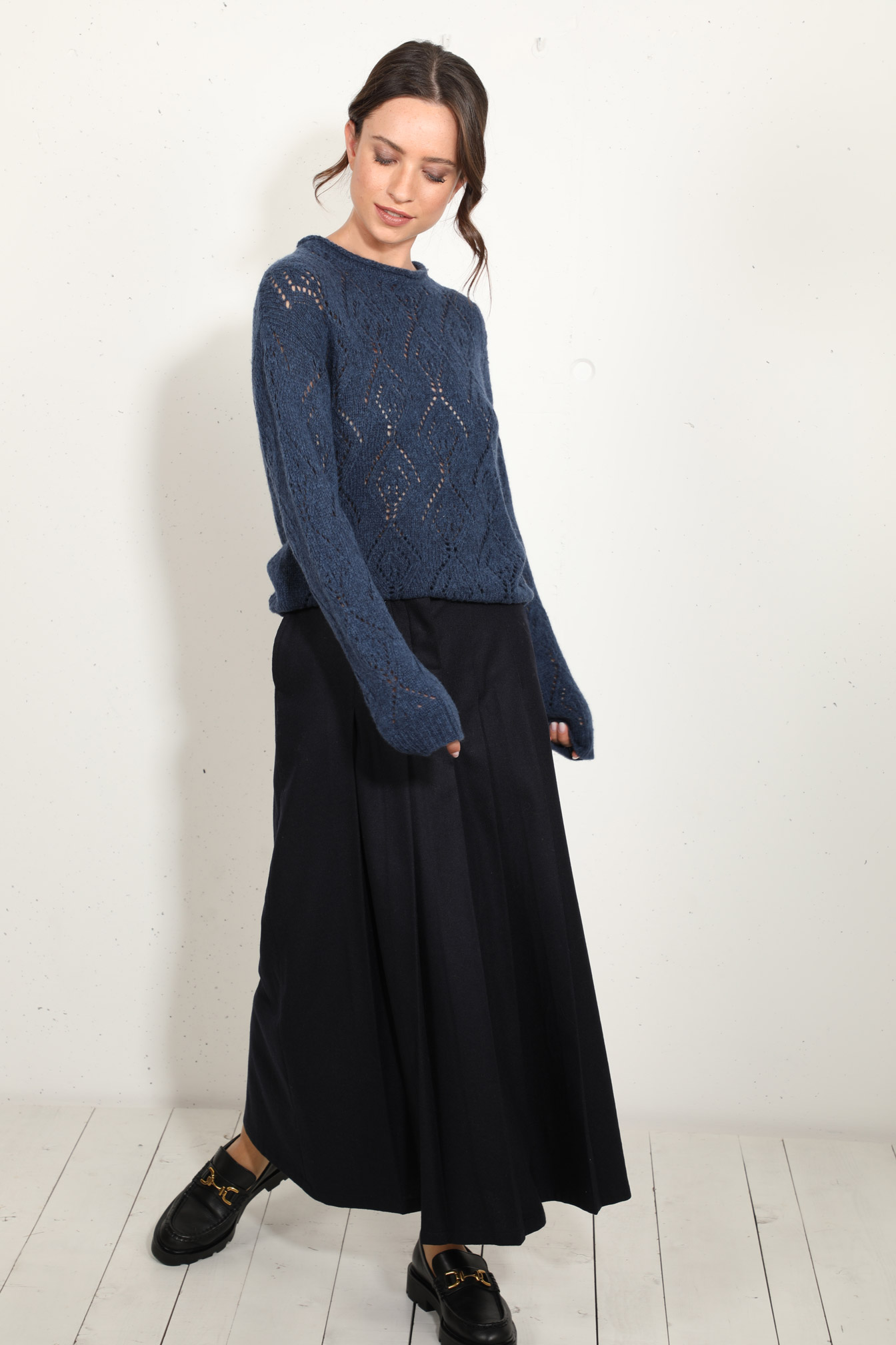 maglia lavorazione traforata soft wool